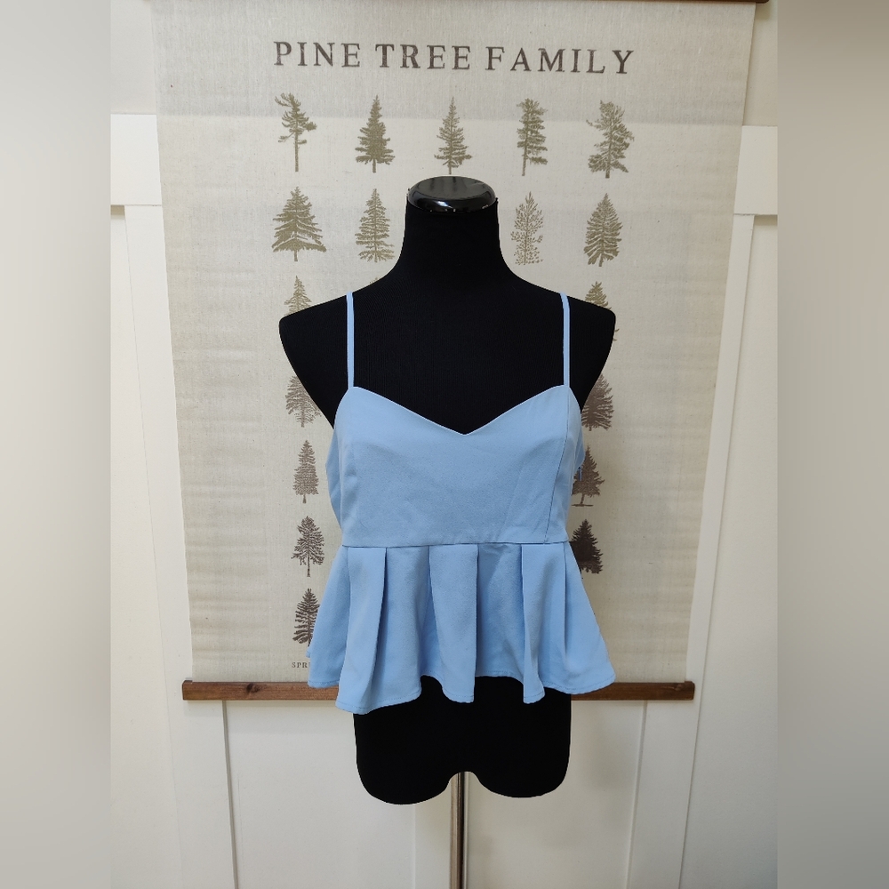 Forever 21 Baby Blue Peplum Festival Top – Size Large
